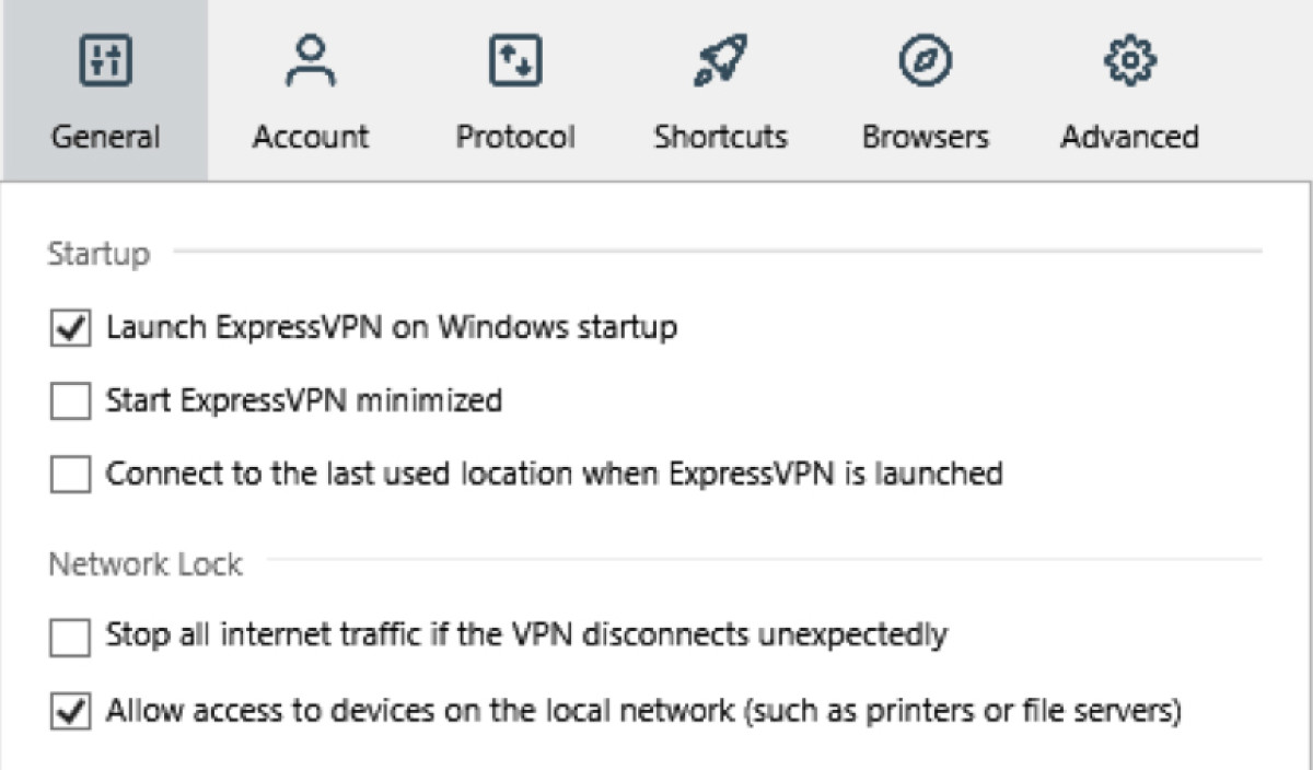 To enable/disable the kill switch, check the “Stop all internet traffic…” box