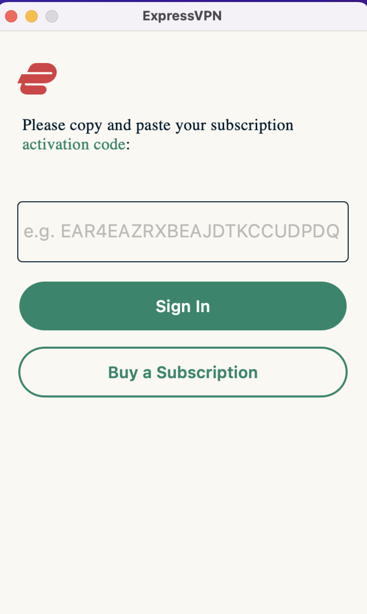 Open the app and click on Sign In. Copy and paste your subscription activation code which you received after you purchased the subscription.