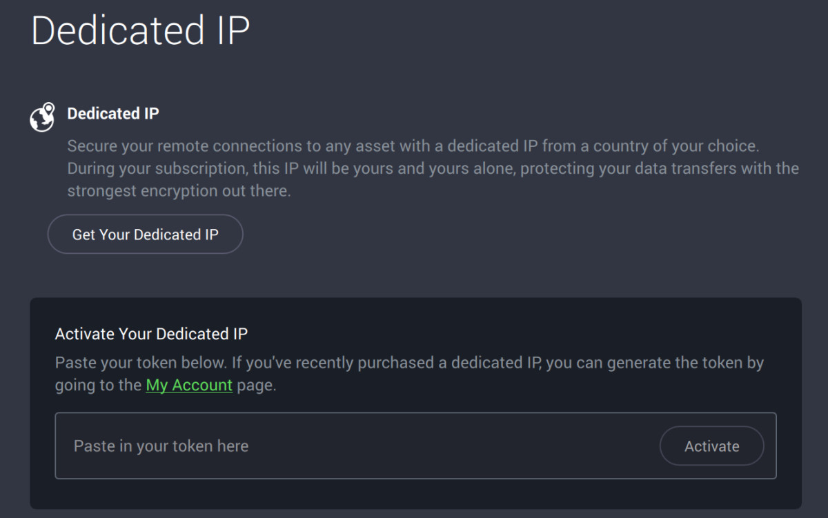 PIA dedicated IP address