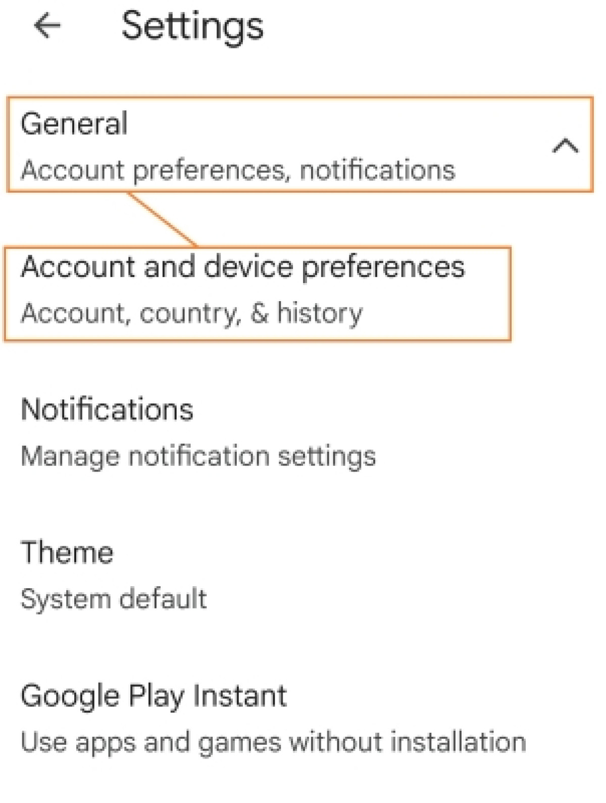 google play mobile account settings