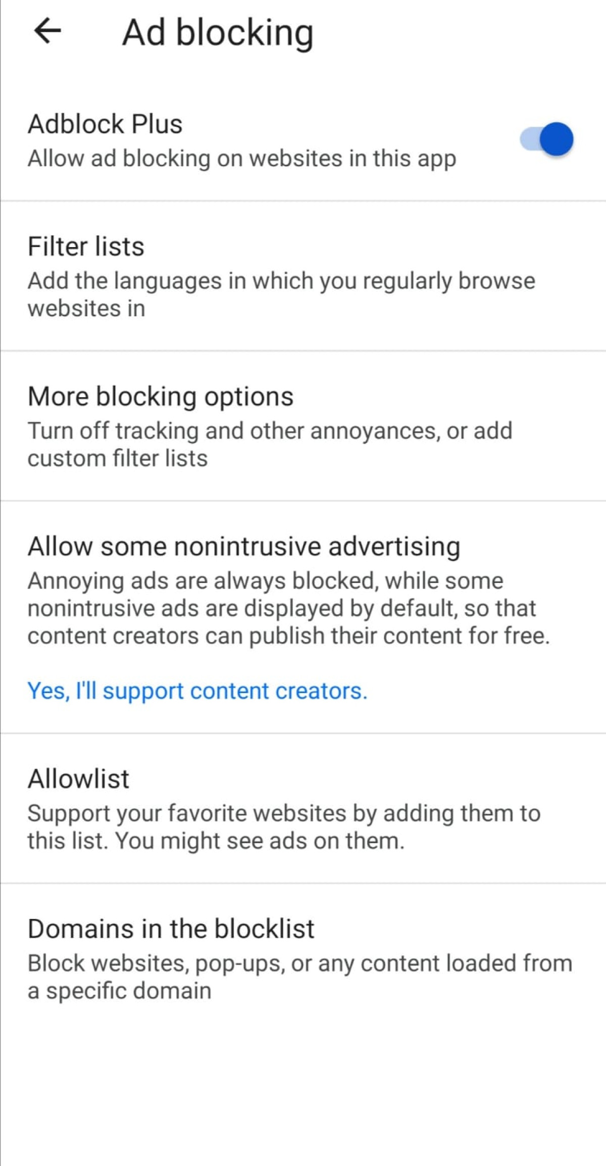 adblocking on adblock browser on android