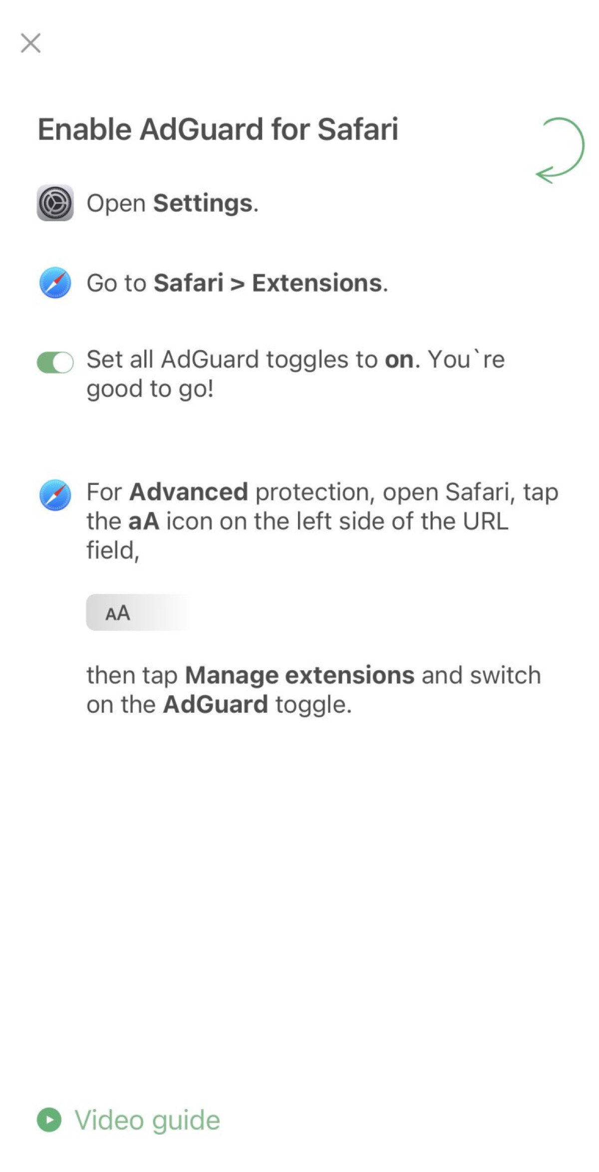 Adguard activation on Safari iOS