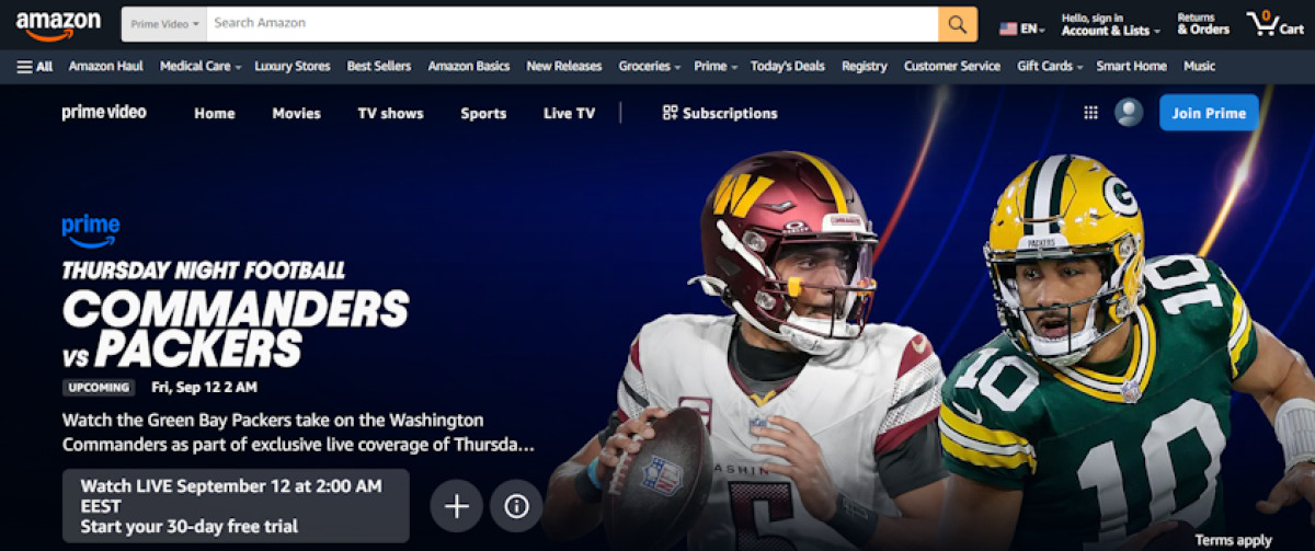 Amazon Prime Video NFL free trial
