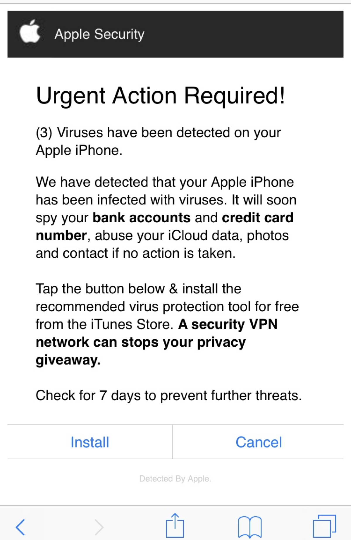 Apple security alert notification