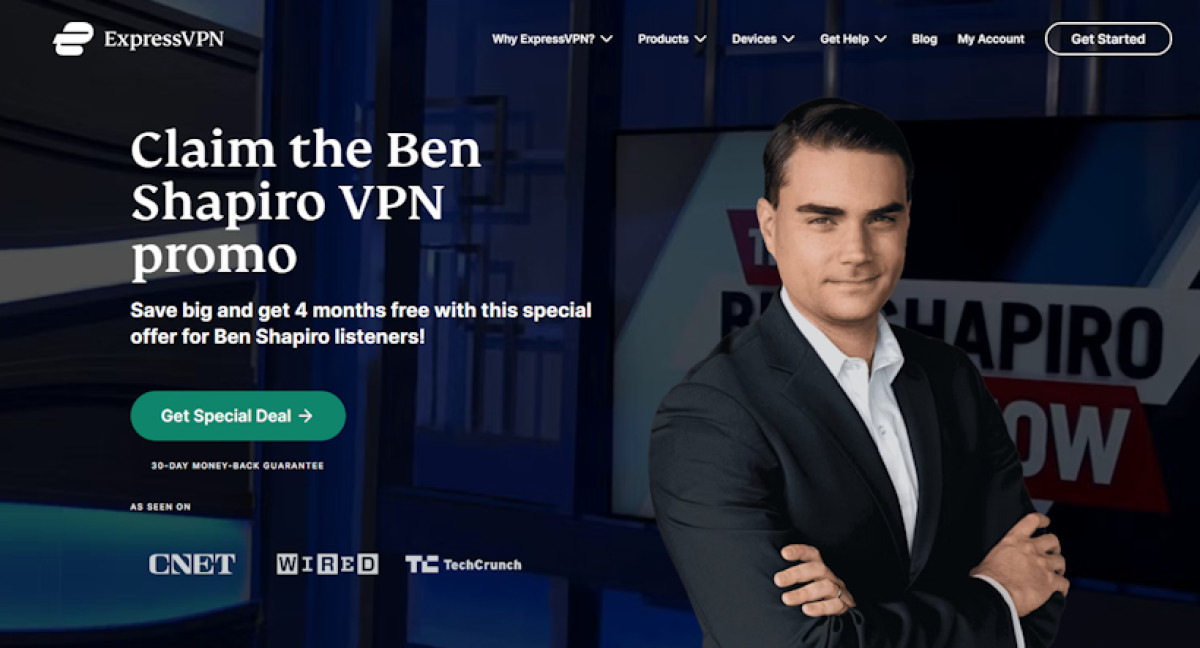 Ben Shapiro ExpressVPN page