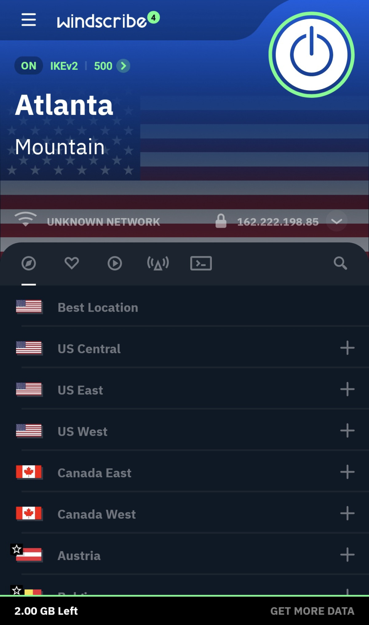 Canadian servers on Windscribe