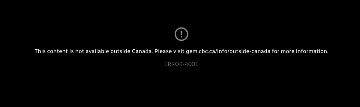 CBC Gem regional error message