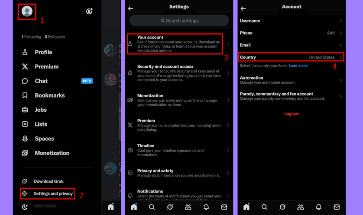 Change X account location