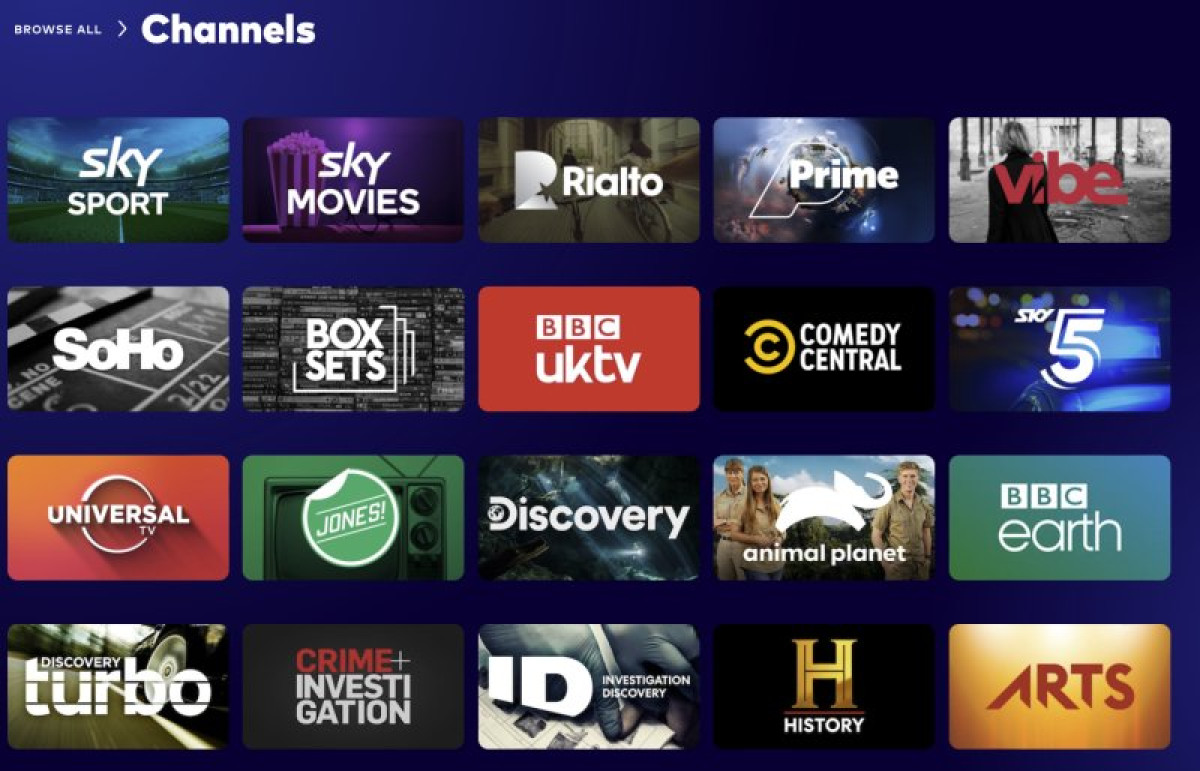 Channels on sky go