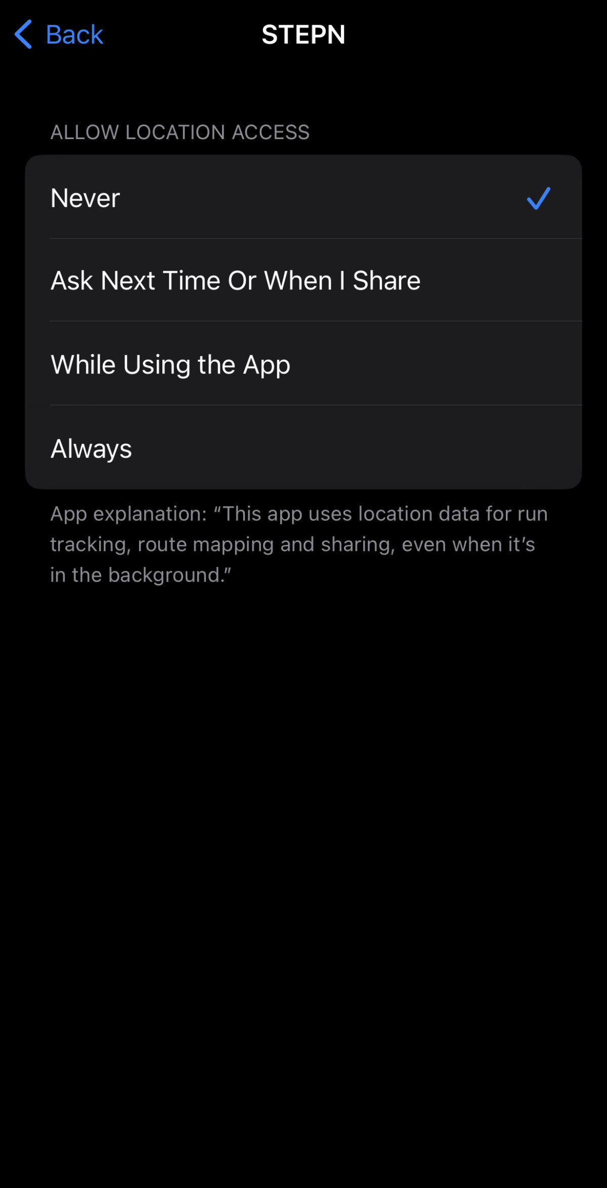 Disabling location services for an app on the iPhone