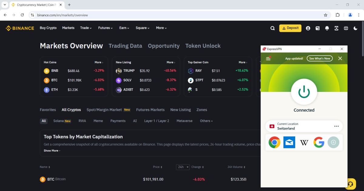 ExpressVPN unblocks Binance