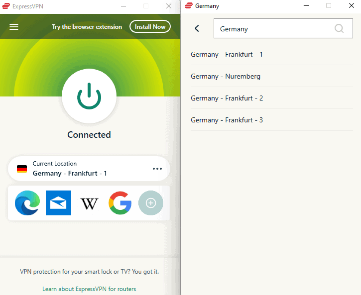 connecting to a german server on expressvpn