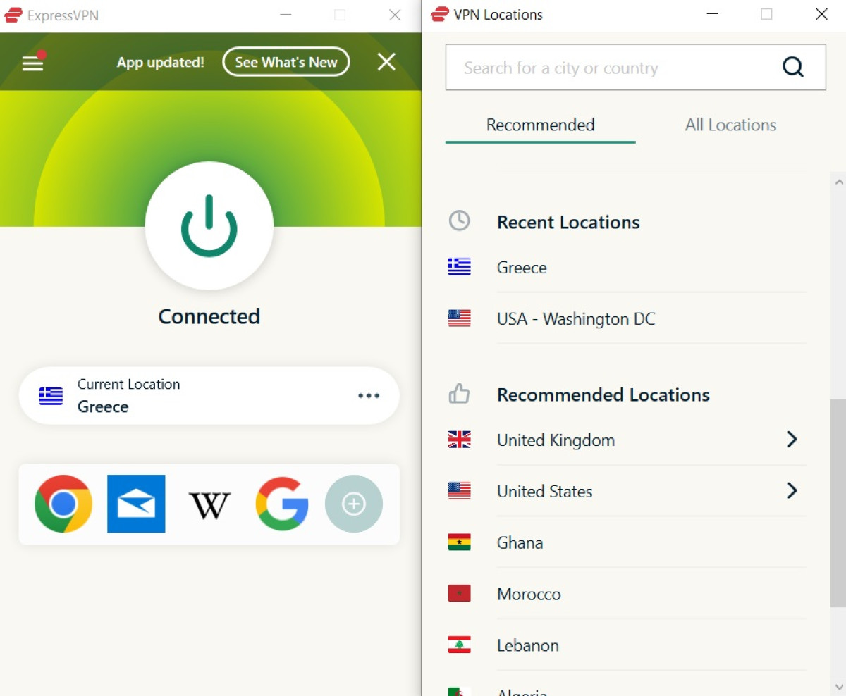 ExpressVPN interface