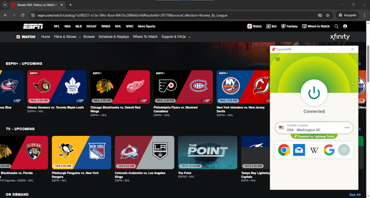 ExpressVPN bypassed NHL blackouts