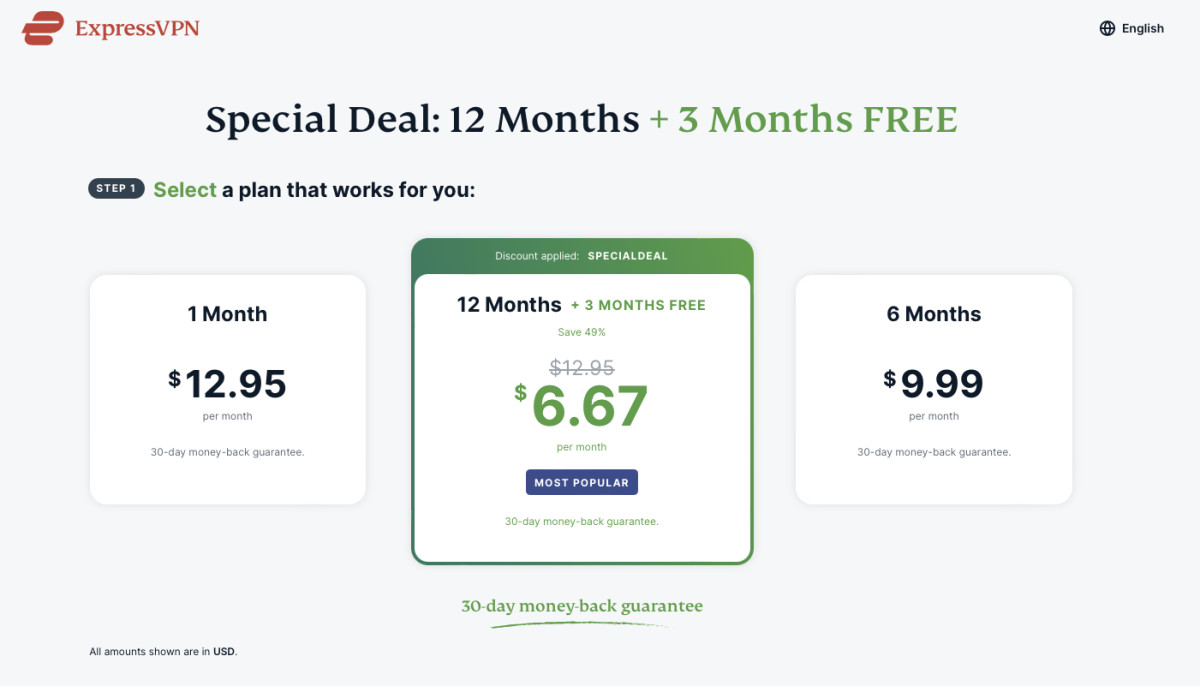 Express vpn's plans prices after applying discount code
