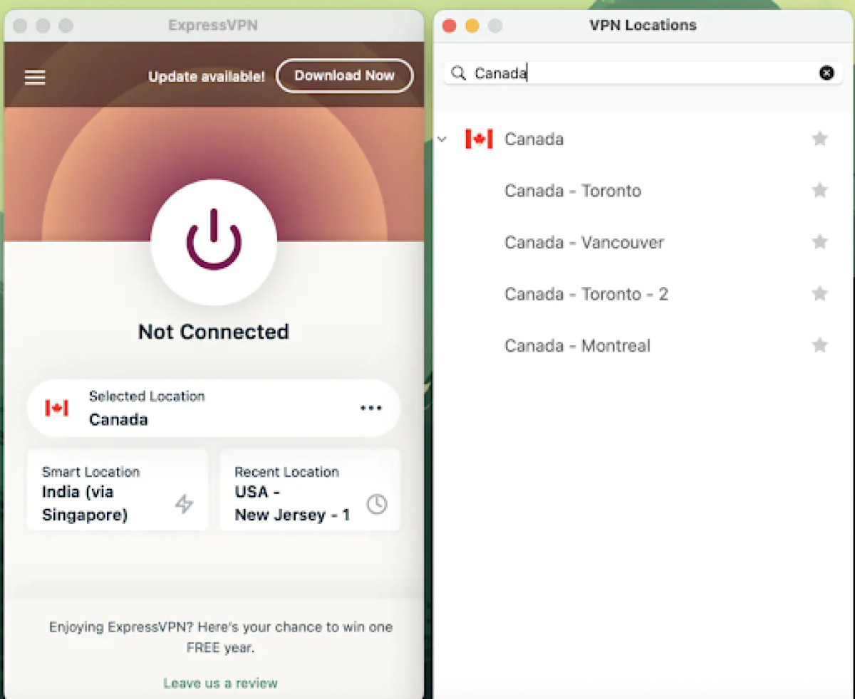 ExpressVPN's server locations in Canada