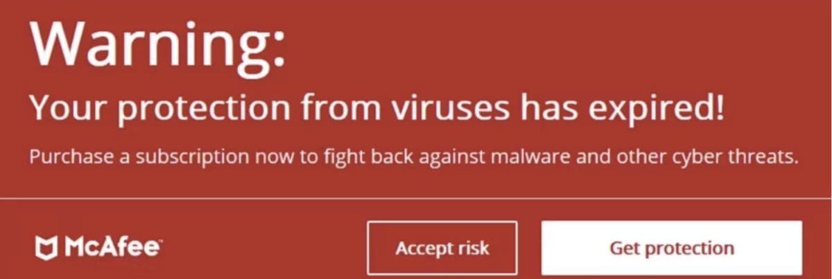 example of fake mcafee pop-up