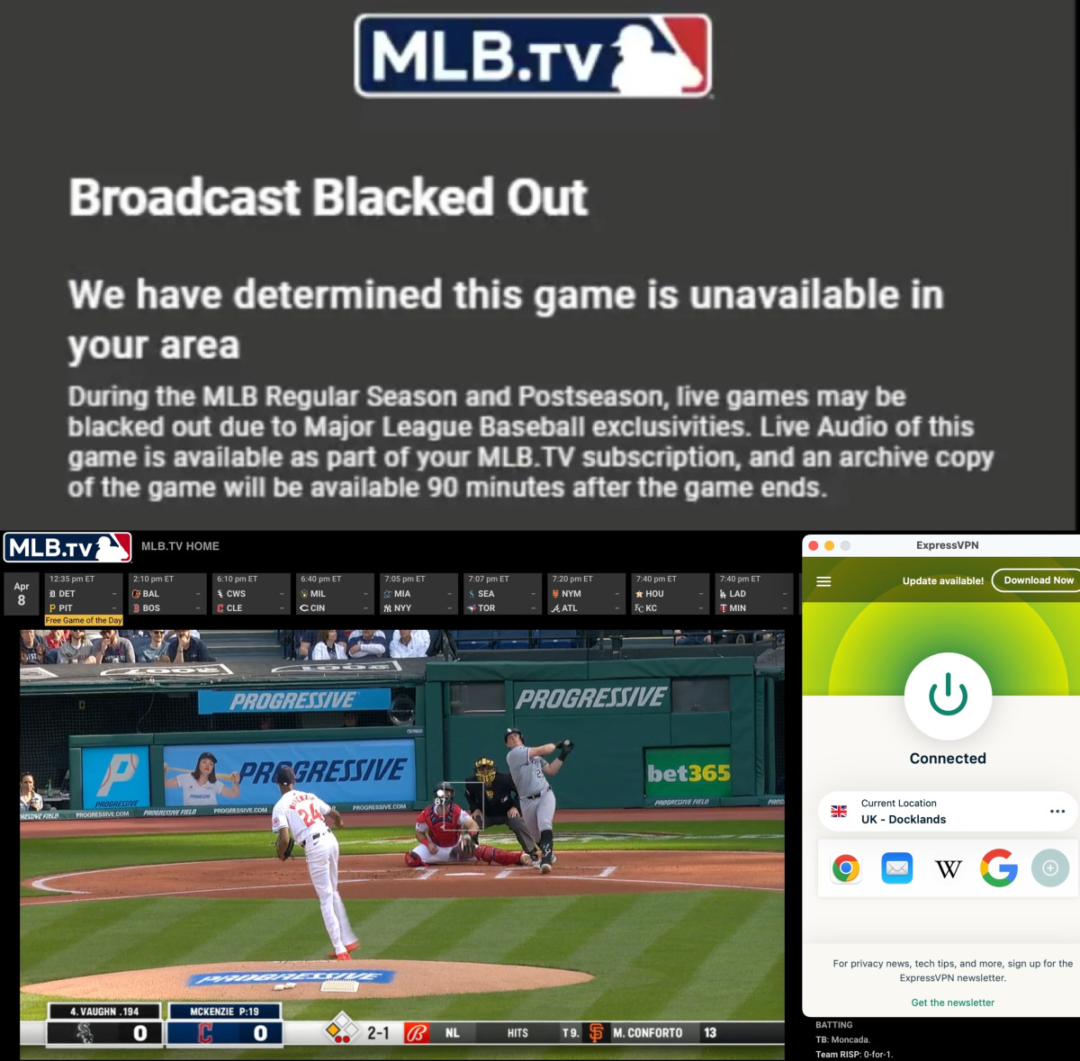 VPN offers a workaround to watch blacked-out MBL games