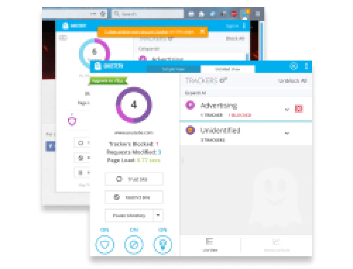 Ghostery ad-blocker banner