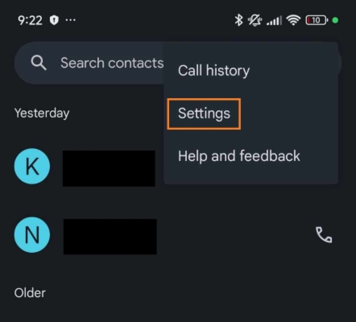 Open Phone app settings on Android