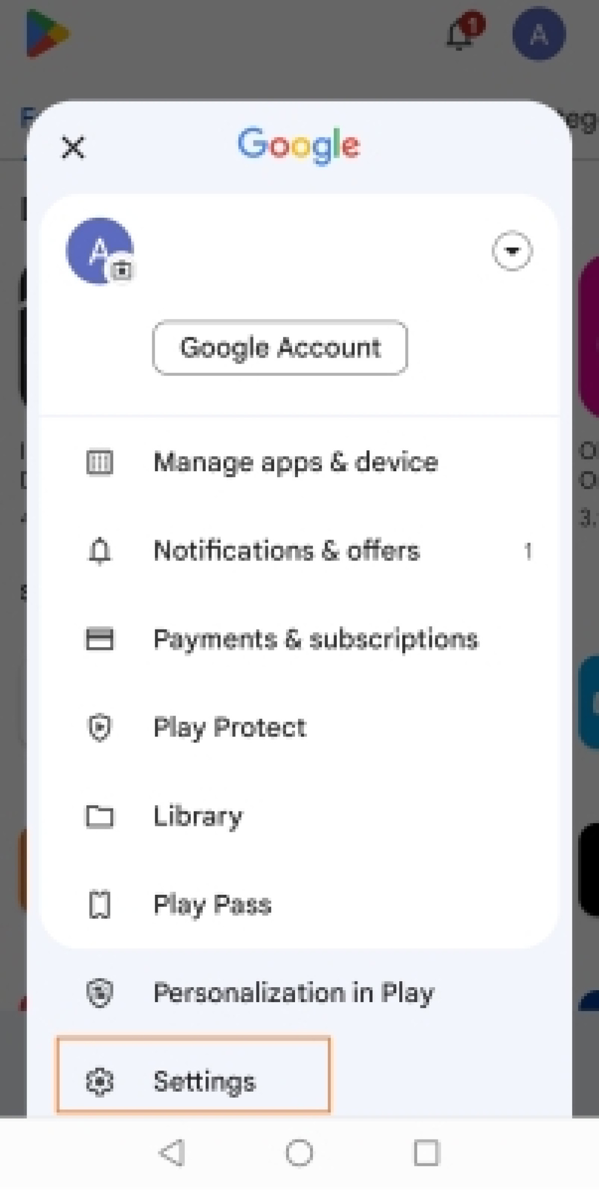 google play settings mobile