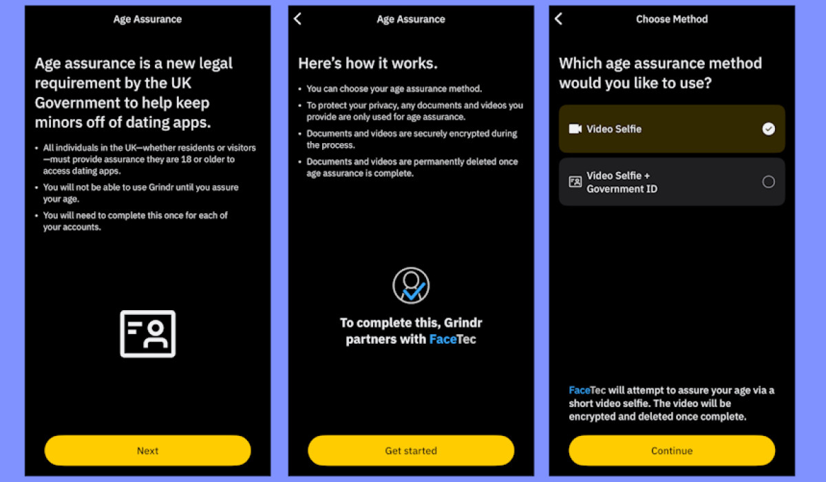 Grindr age verification message