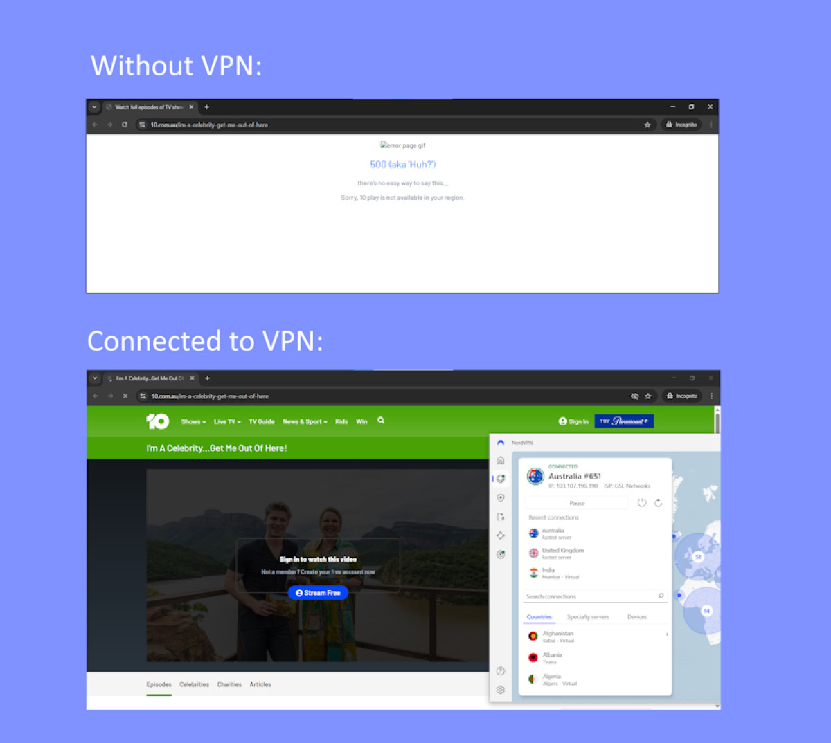 Watch Im a celebrity with NordVPN