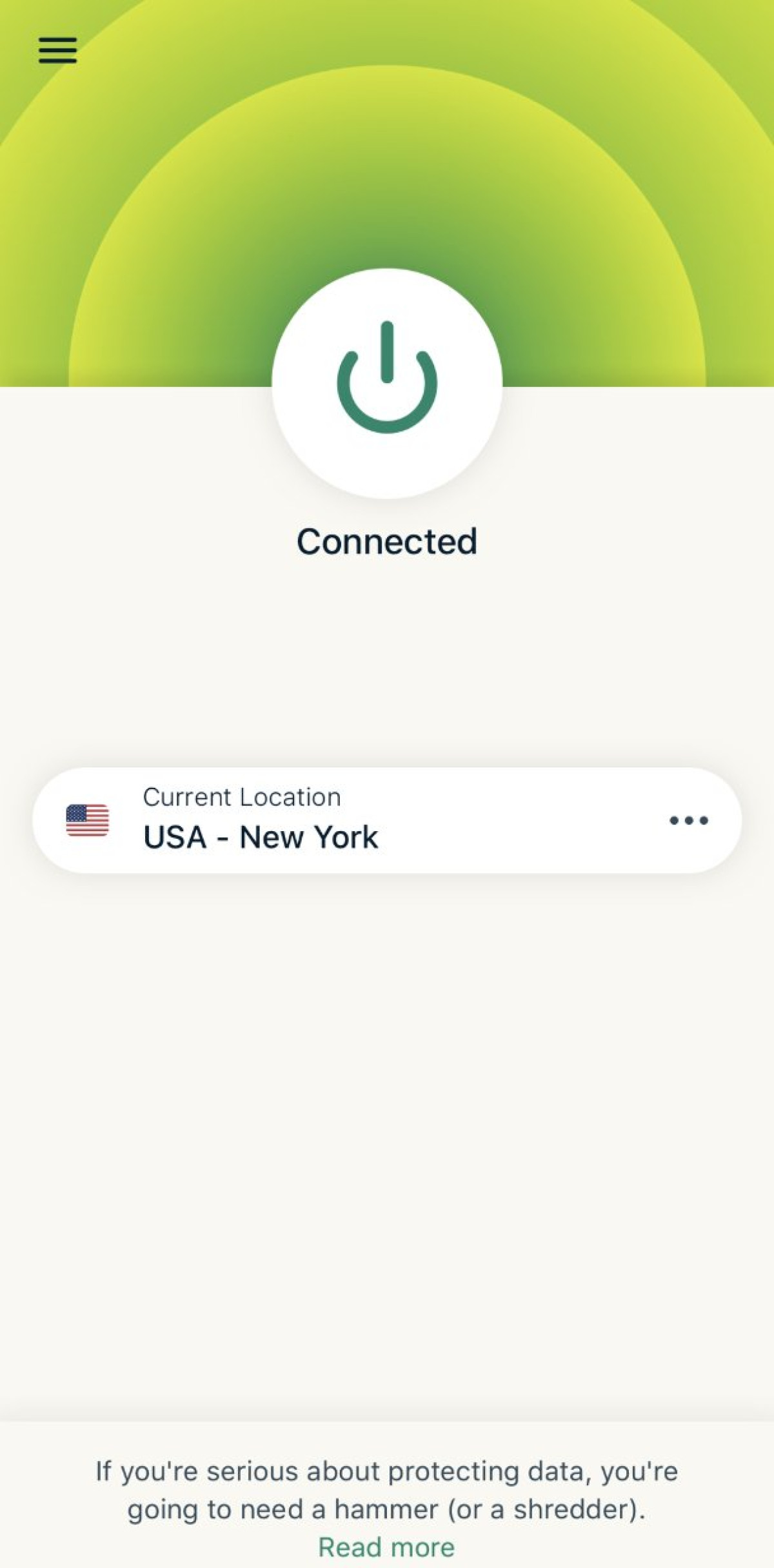 Connected to ExpressVPN on iOS