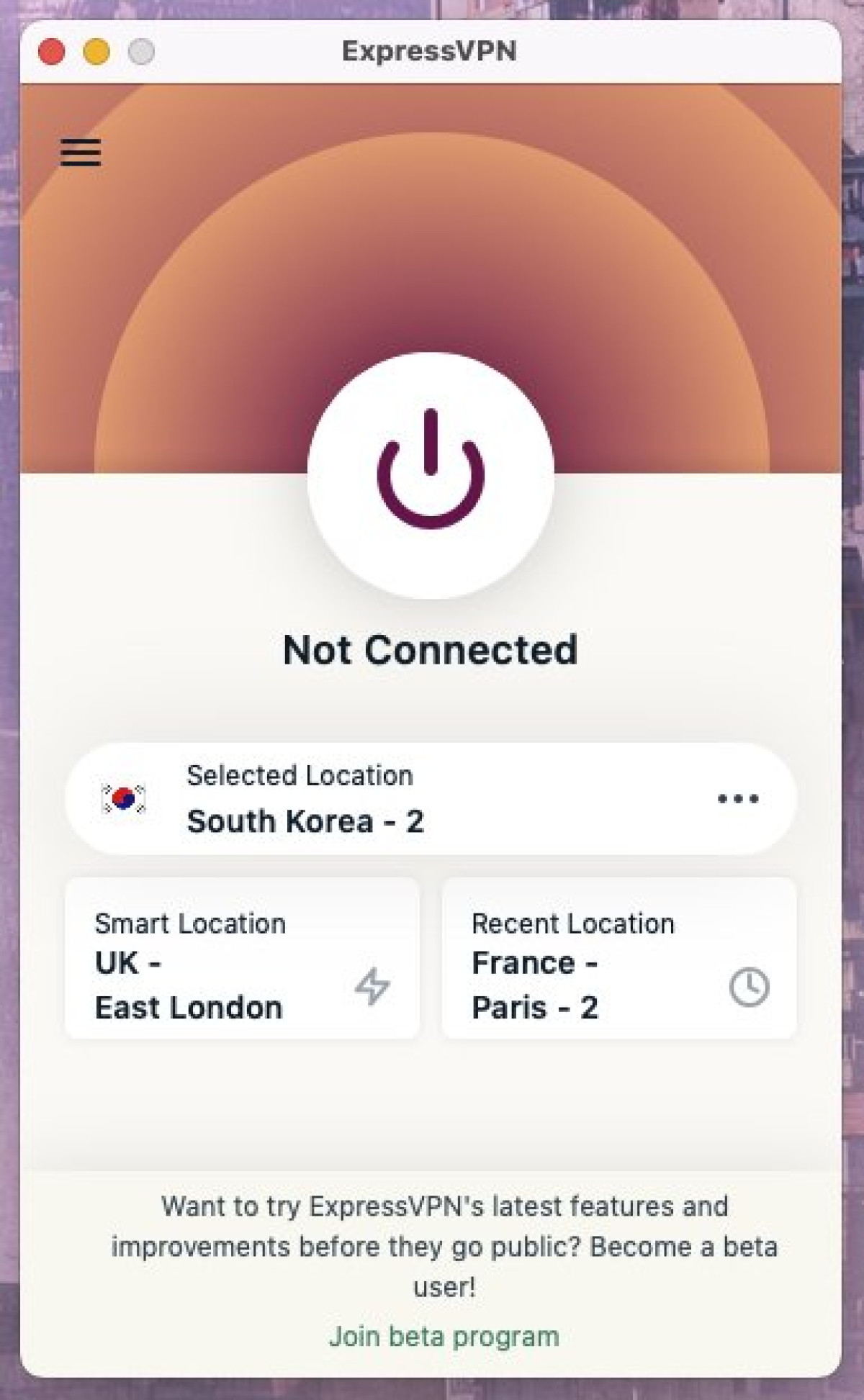 ExpressVPN with a South Korean server