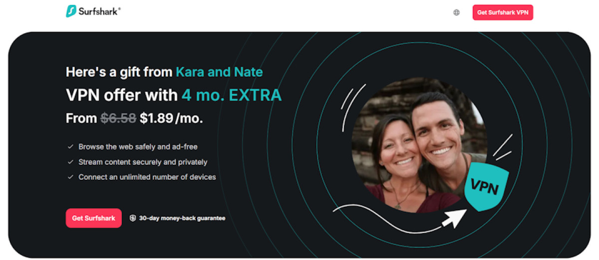 Kara and Nate YouTuber code for Surfshark
