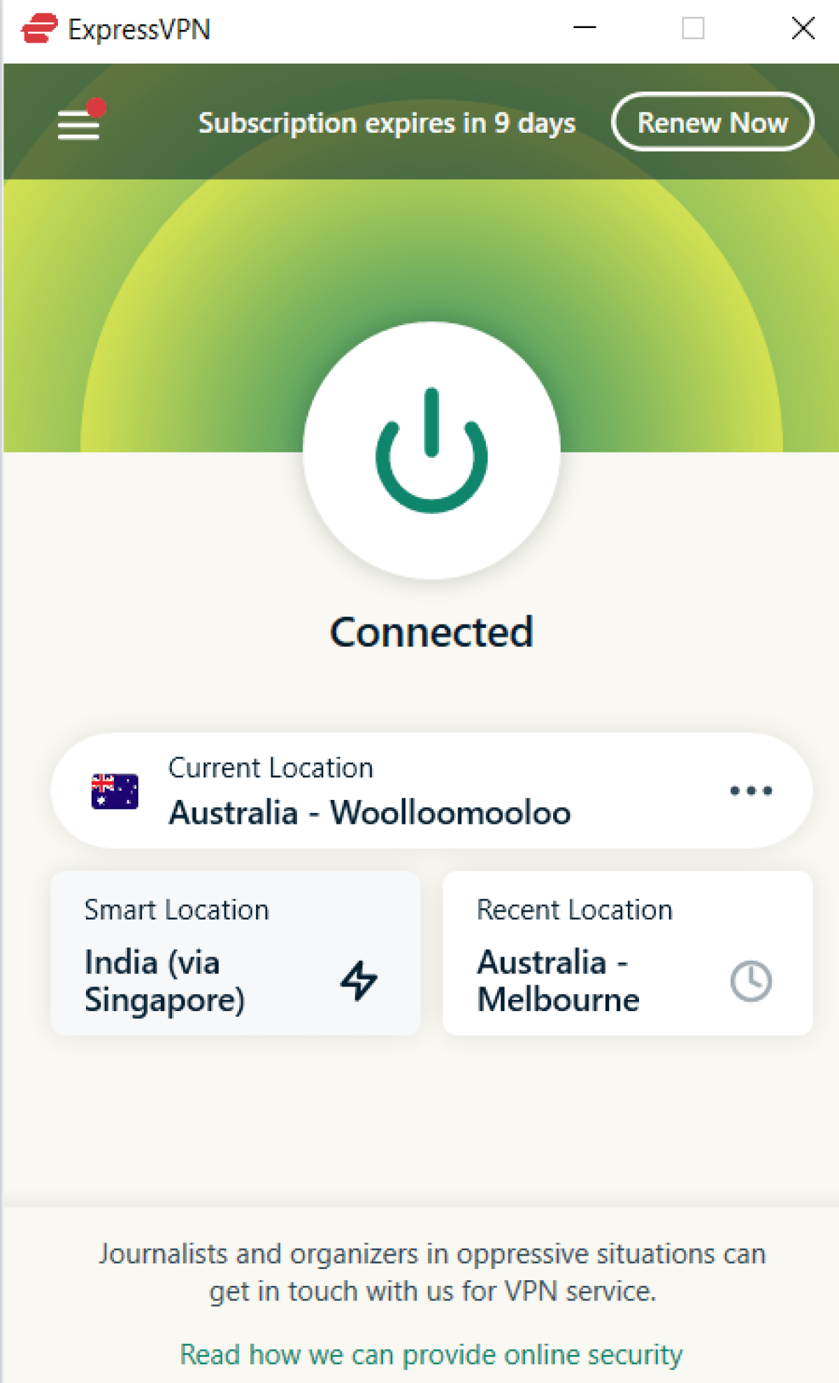 connecting to expressvpn australian server
