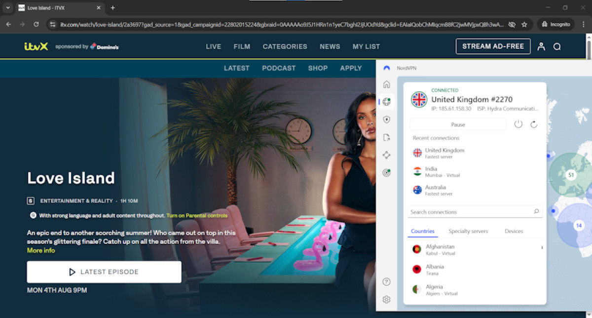 Love Island on ITVX with ExpressVPN