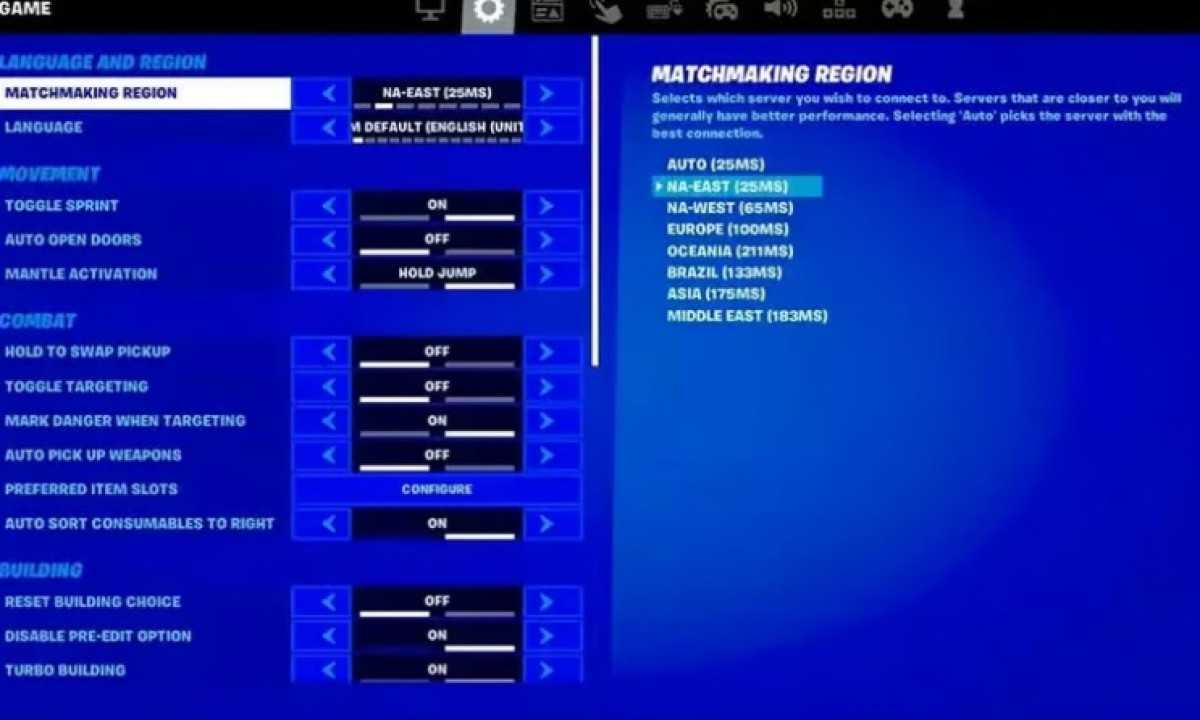 managing server selection on fortnite