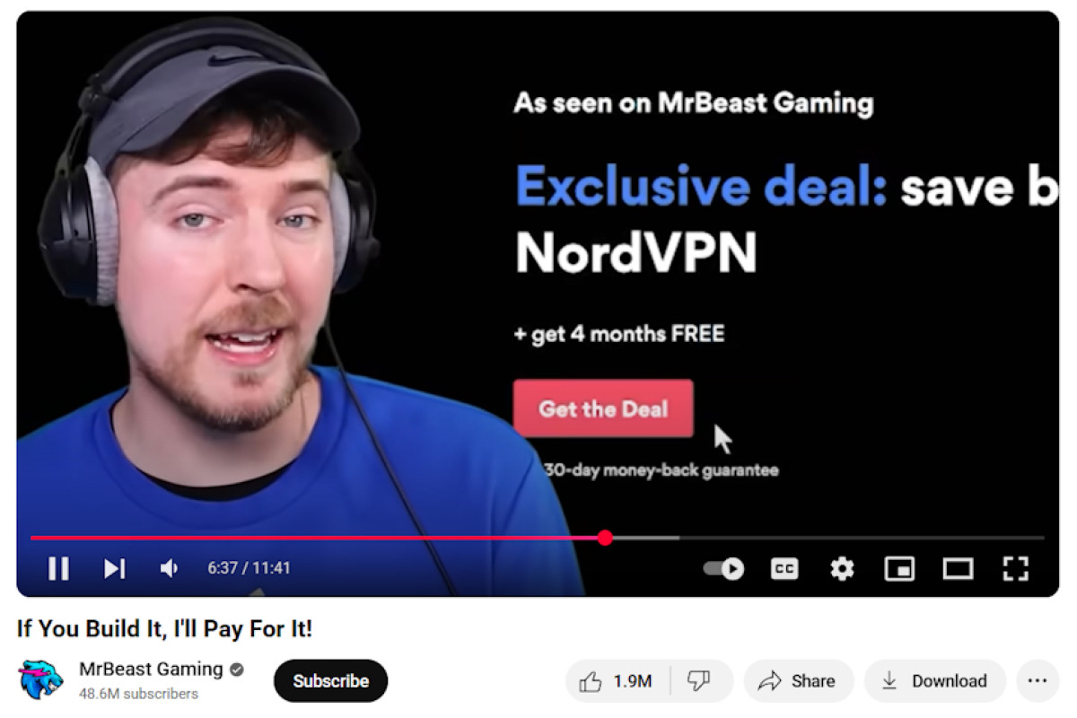 MrBeast Gaming NordVPN promotion