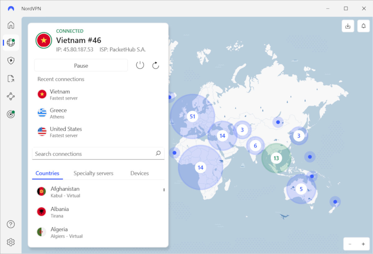 NordVPN Vietnam server