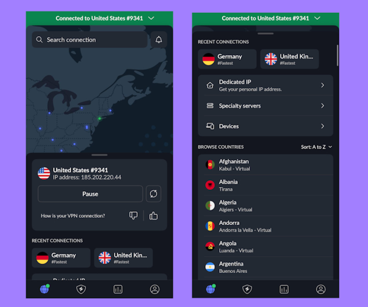 Connected to NordVPN