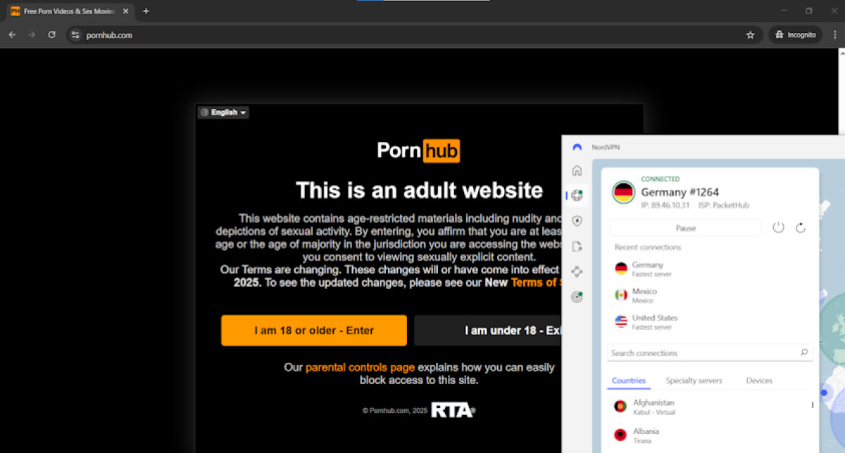Access PornHub with NordVPN