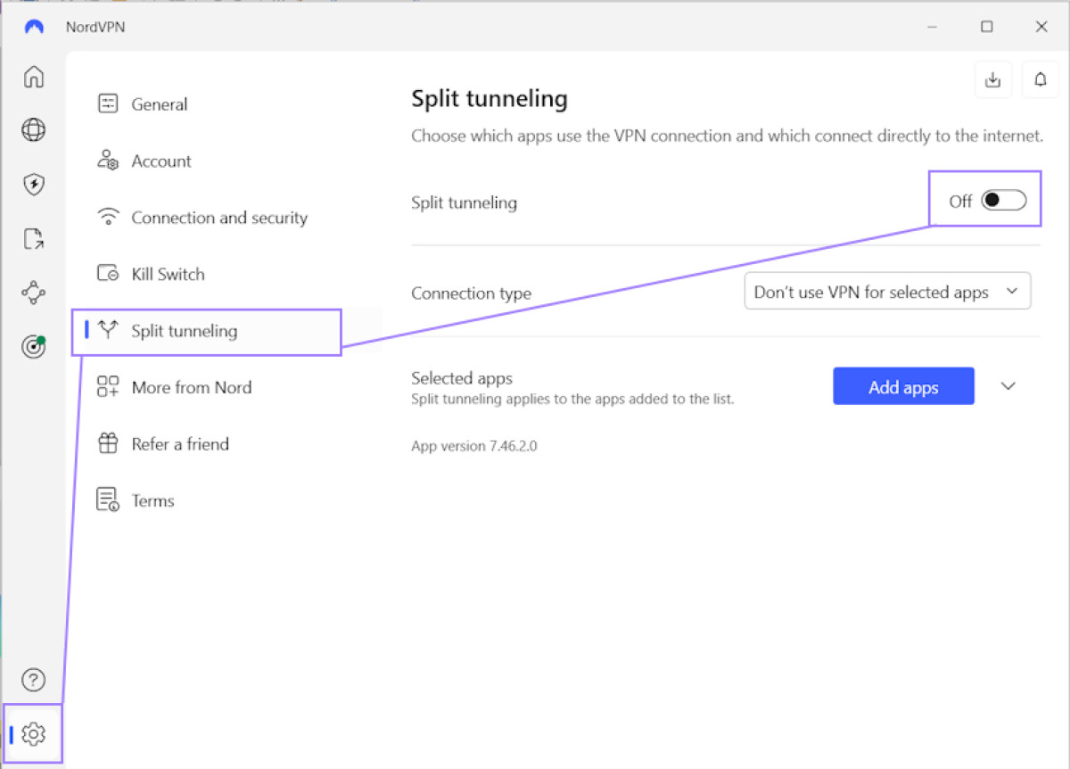 VPN split tunneling