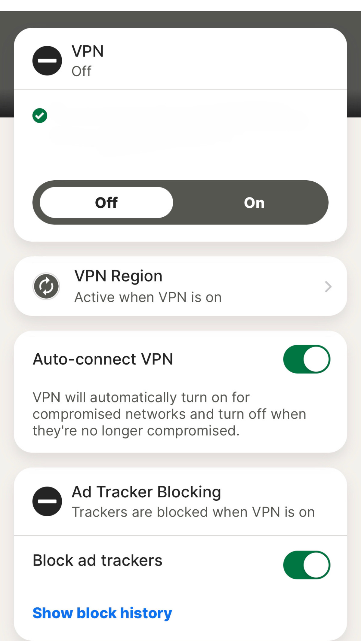 Norton 360's VPN app on the iPhone