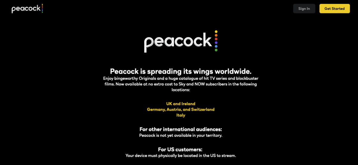 Peacock tv geo restriction error outside us
