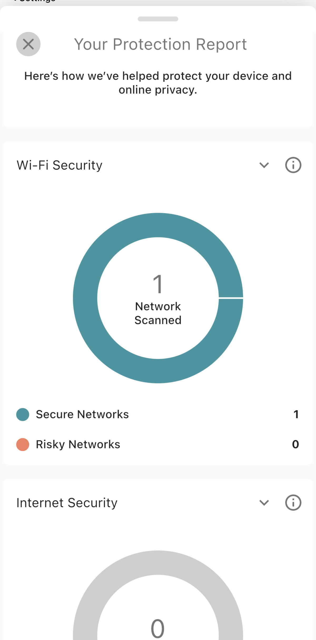 Protection report on Norton iOS