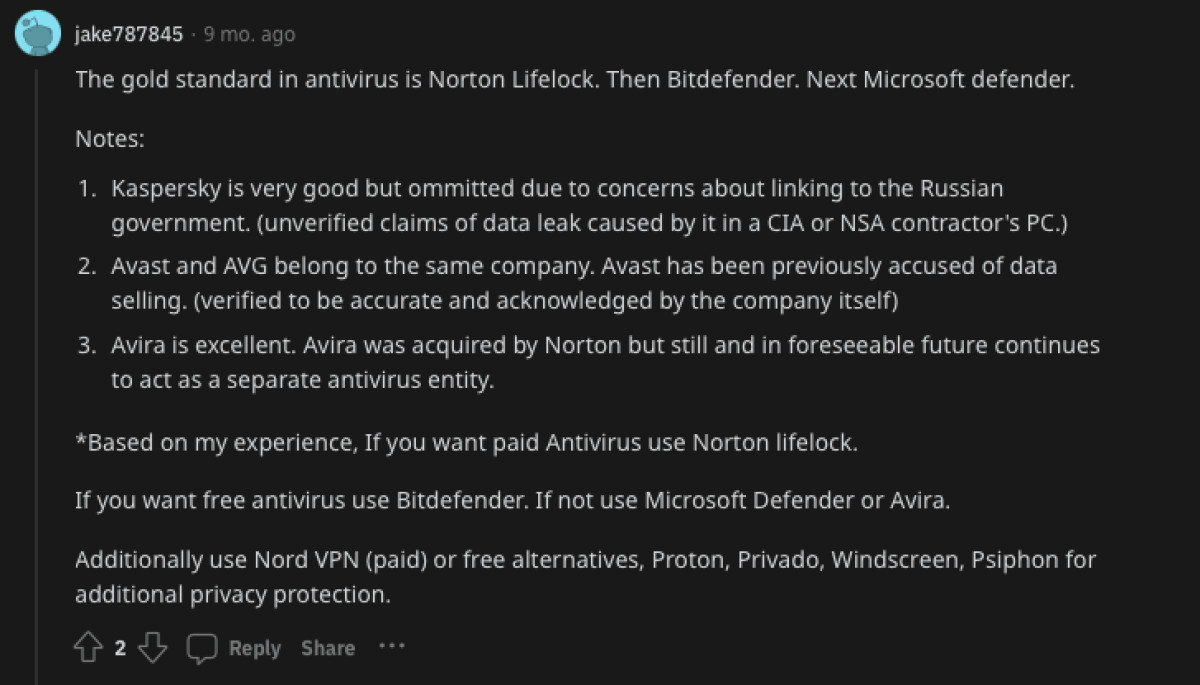 Avira antivirus reddit user review