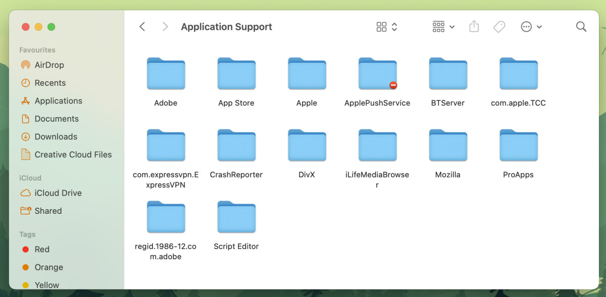 Searching for suspicious folders in the app support folder