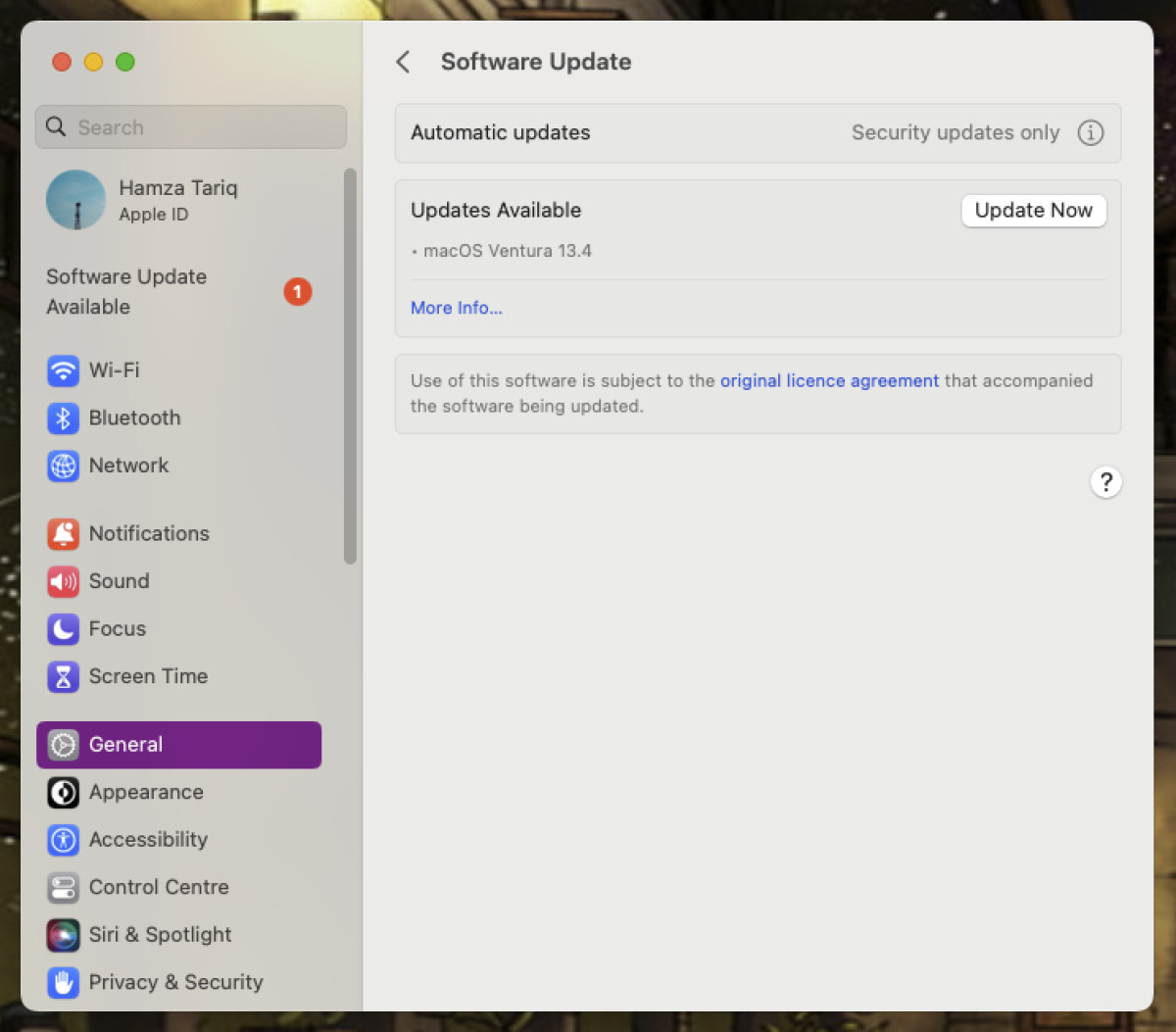 Software updates on Mac