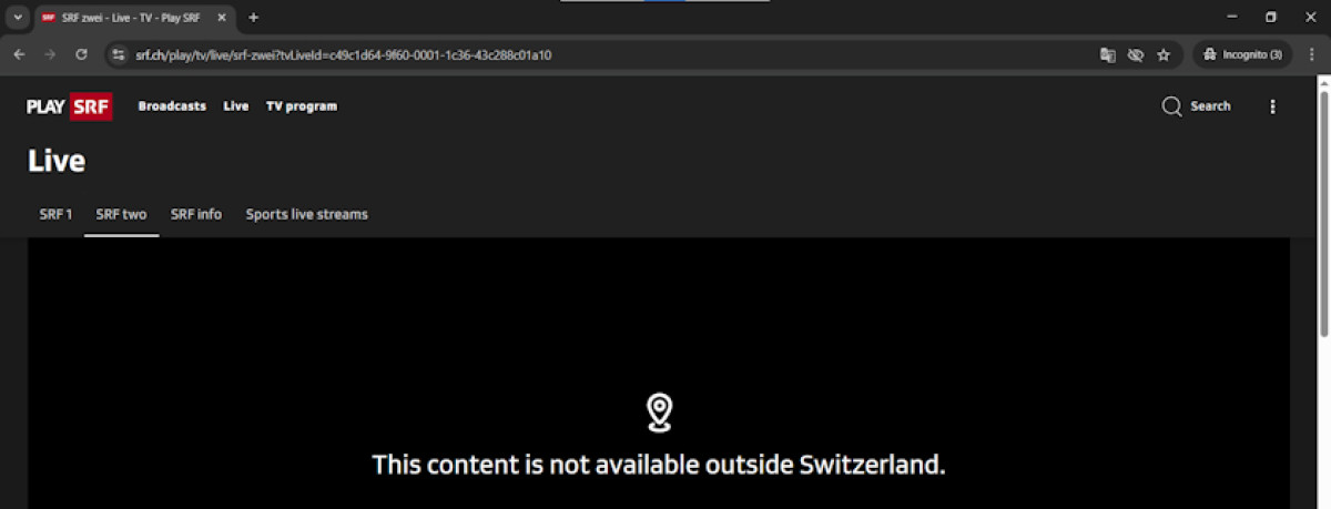 Play SRF error message
