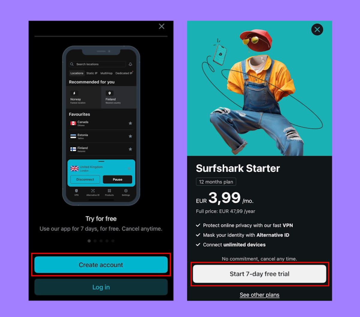 Surfshark free trial on Apple App Store