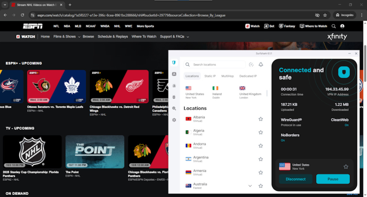 Surfshark bypassed NHL blackouts