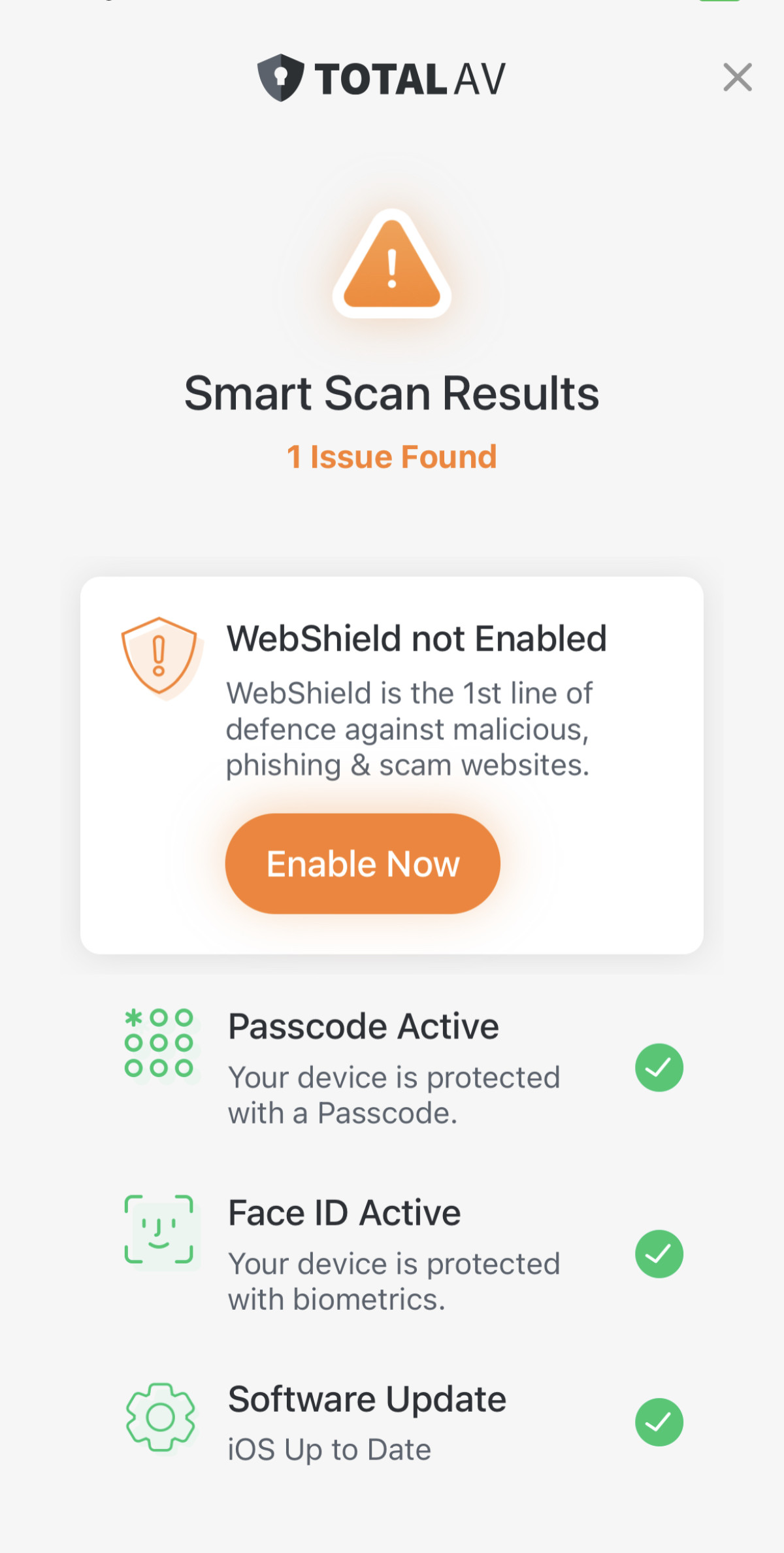 TotalAV Webshield protection on the iPhone