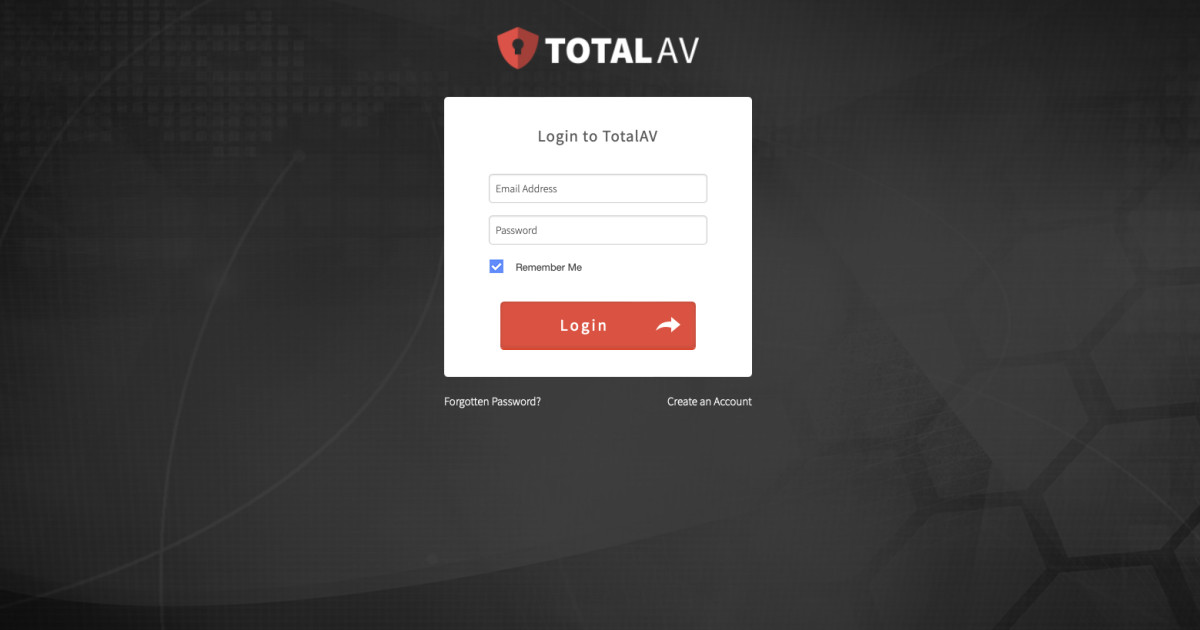 TotalAVs login screen
