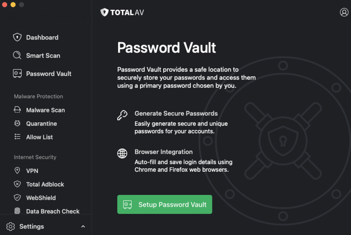 TotalAV password vault